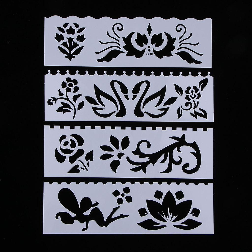 8pcs Plastic Drawing Stencil Painting Templates For Studio Flowers