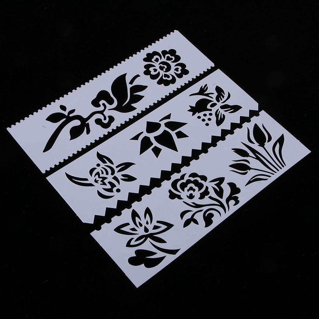 8pcs Plastic Drawing Stencil Painting Templates For Studio Flowers