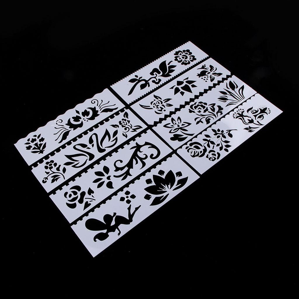 8pcs Plastic Drawing Stencil Painting Templates For Studio Flowers