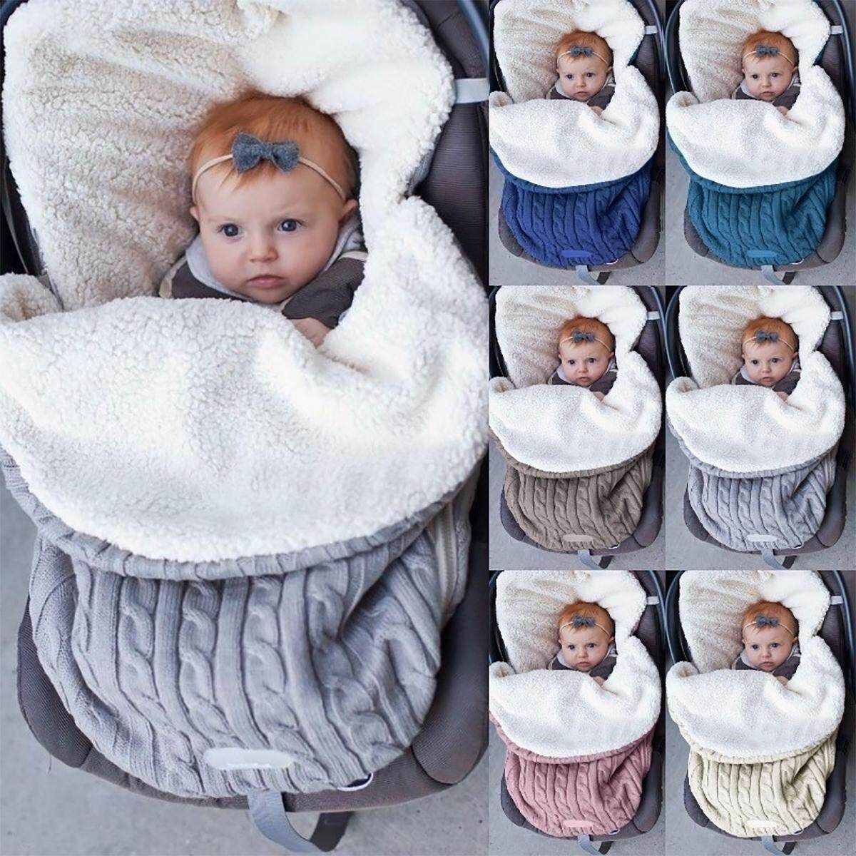 Winter Autumn Baby Sleeping Bag Kids Toddler Warm Sleeping Bag Wool Knit Thick Quilt White