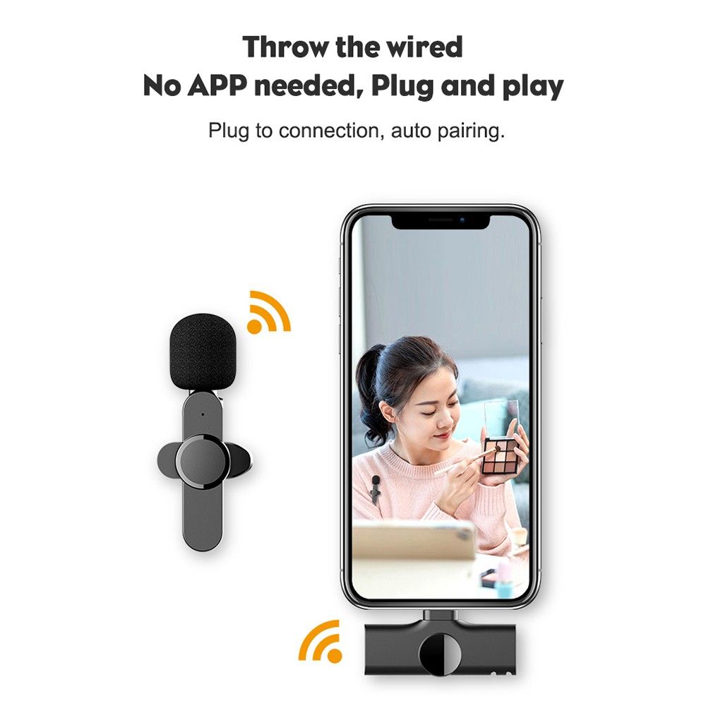 Wirelessly Microphone USB-C Plug Play Clip-on Lapel Mic For