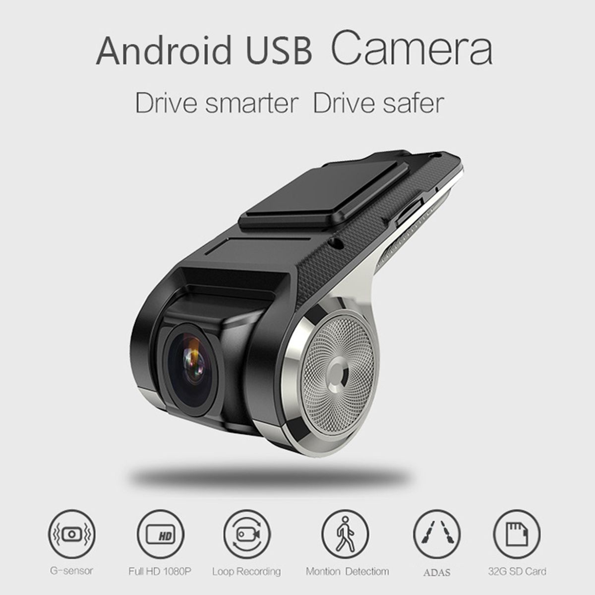 USB Dash Camera Car DVR HD720P, 90° Rotating Lens 170°