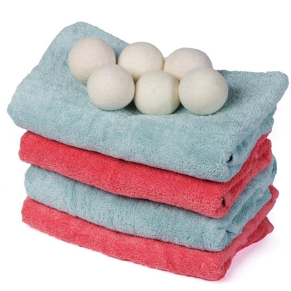 6PCS Reusable Natural Fabric Sheep Wool Dryer Balls Organic Laundry Softener New
