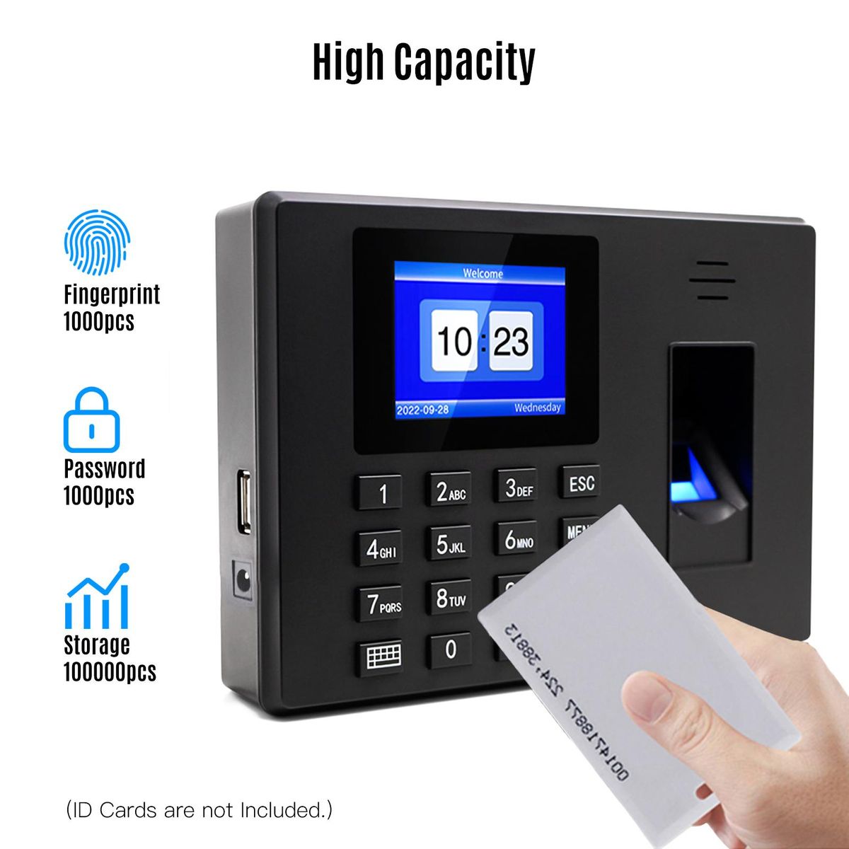 BISOFICE Intelligent Fingerprint Time Attendance Machine Fingerprint/Password with 2.4'' Display Screen Time Clock Support Employee Checking-in Recorder Reader Multi-language Support USB Disk Access Control Multi-language Pas