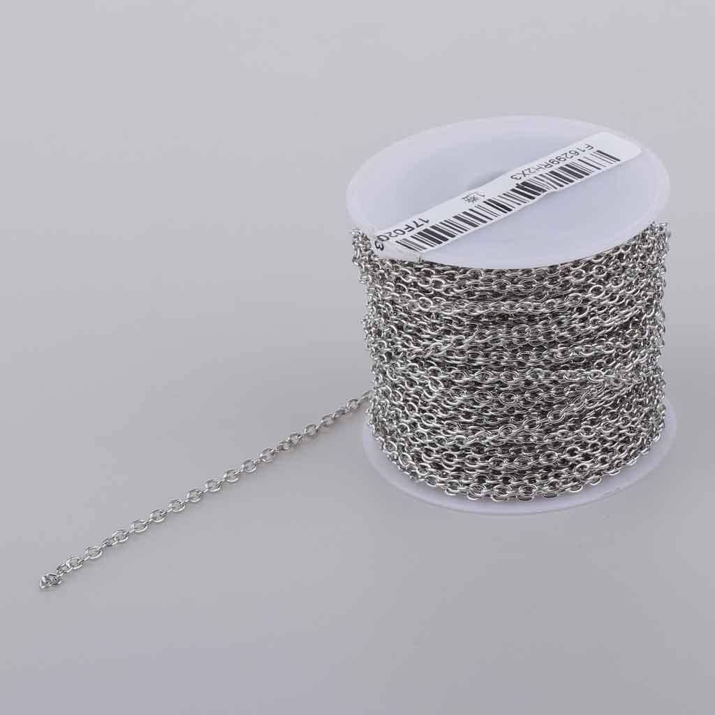 Cable Chain Spool Women Men Ball Hand Bracelet Necklace Vintage Silver