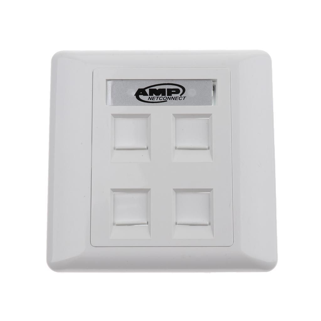Face Plate Wall Socket RJ45/RJ11 Ethernet Double Gang 4 Ports With