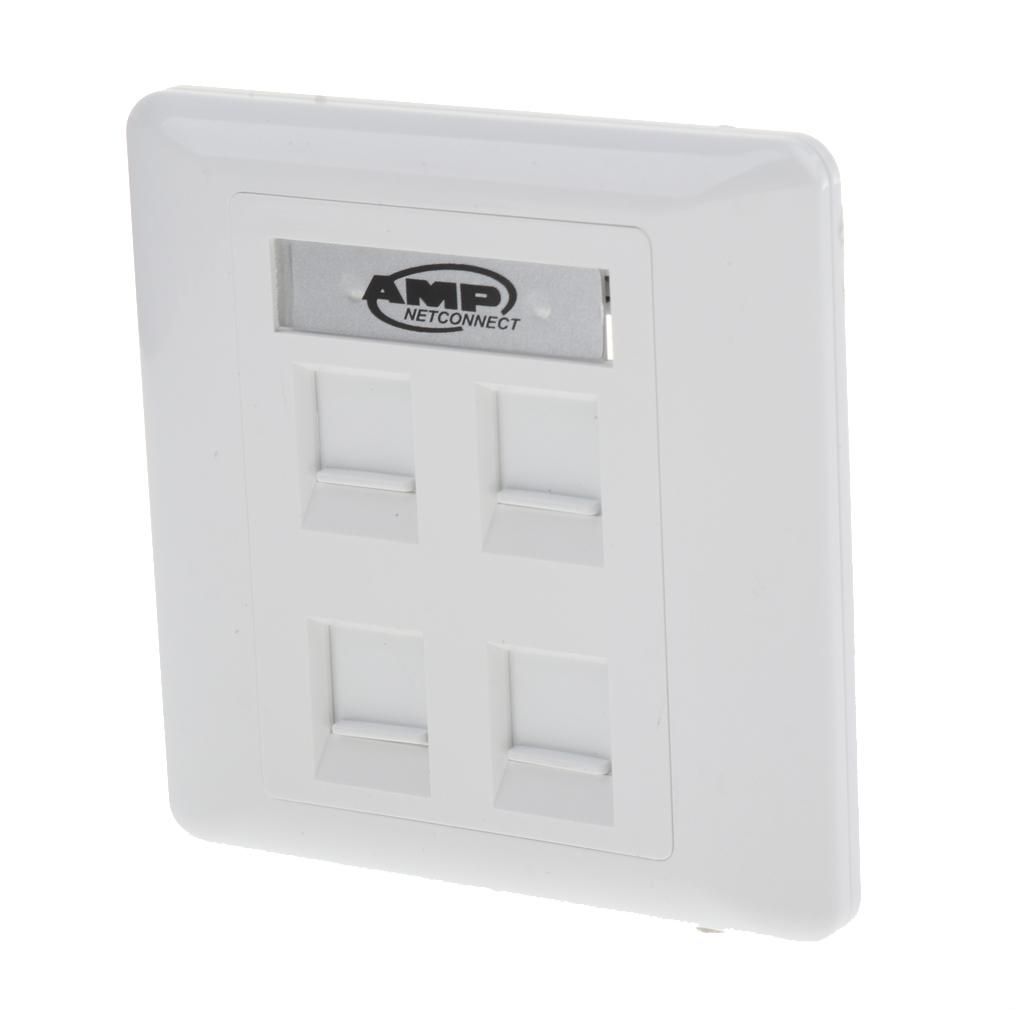 Face Plate Wall Socket RJ45/RJ11 Ethernet Double Gang 4 Ports With