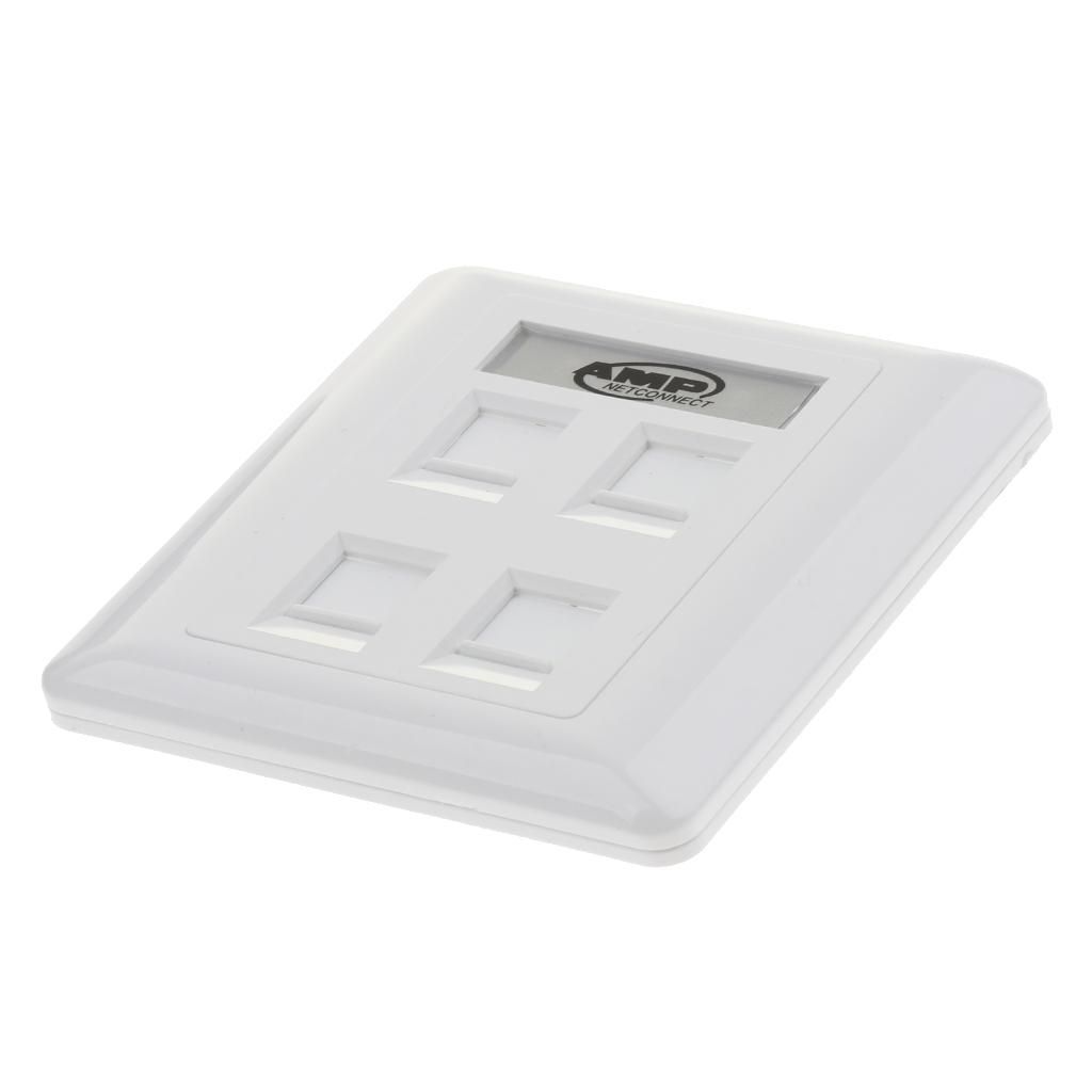 Face Plate Wall Socket RJ45/RJ11 Ethernet Double Gang 4 Ports With