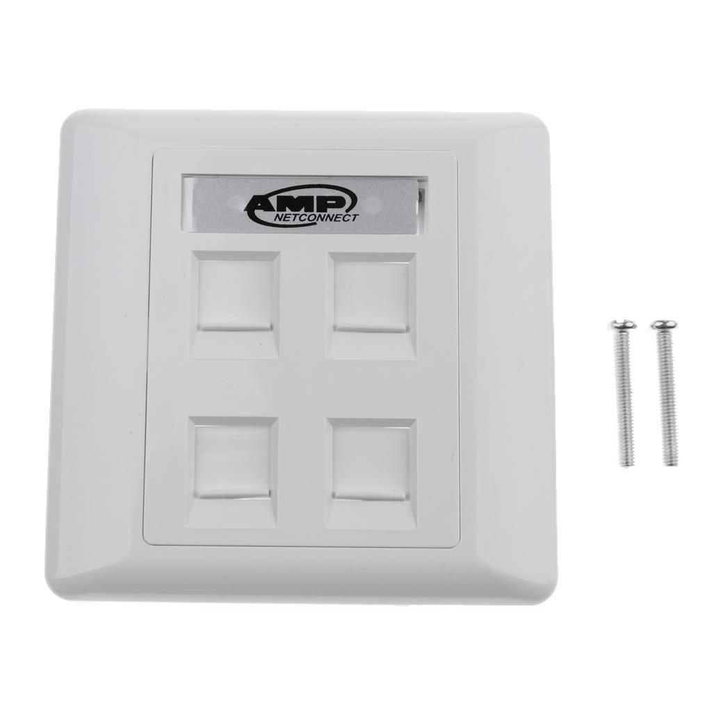 Face Plate Wall Socket RJ45/RJ11 Ethernet Double Gang 4 Ports With
