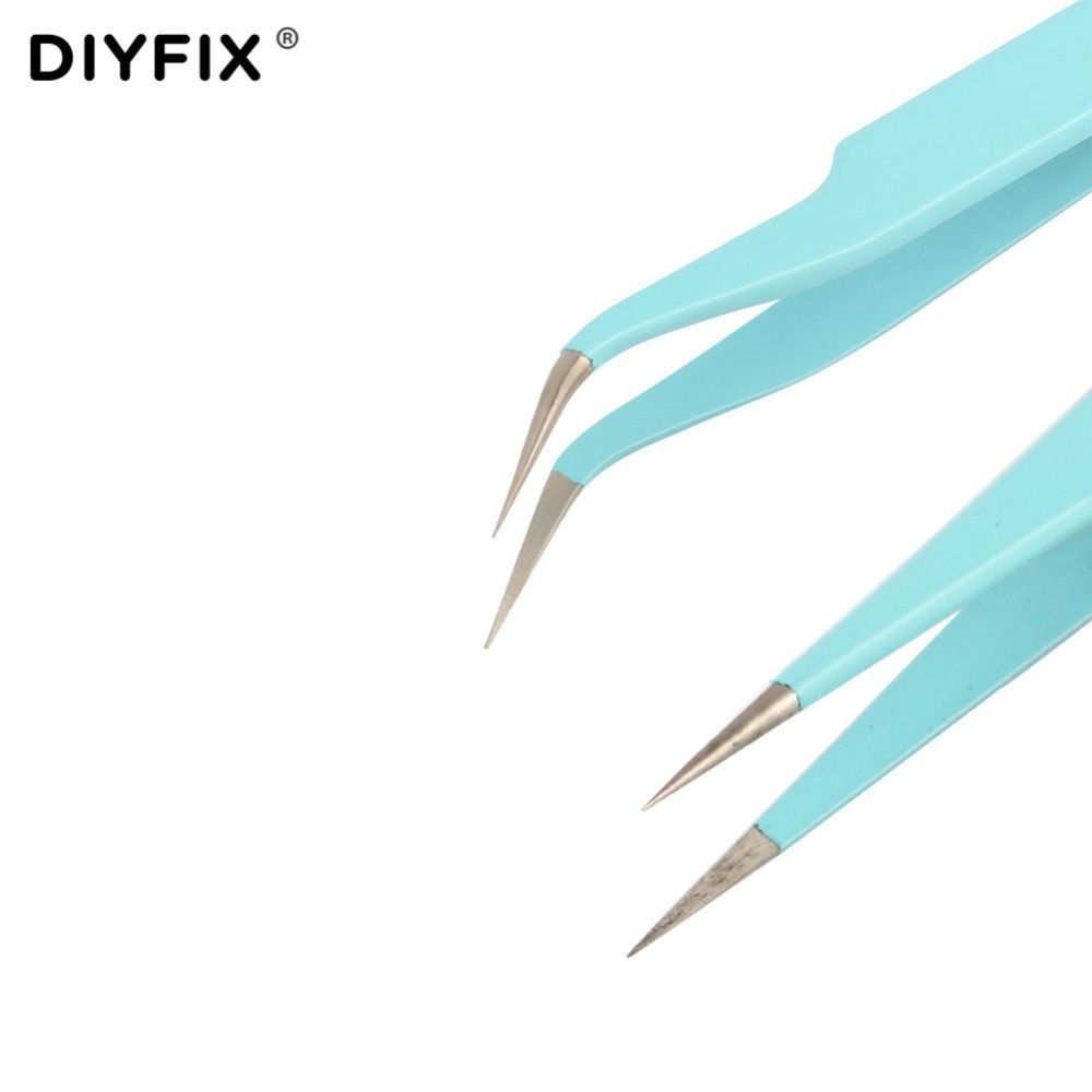 Eyelash Extension Tweezers Precision Straight Curved Forceps Pliers For Nail Art Rhinestones Gem Decor Picking Hand Tools-cyan