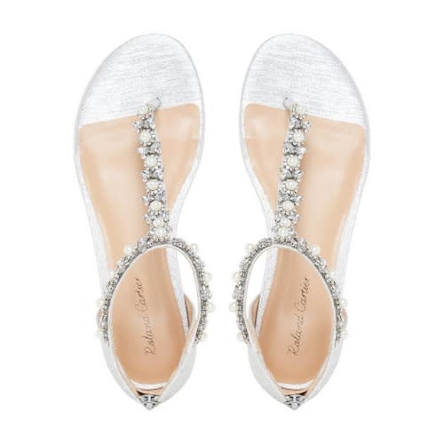 Silver Embellished Toe Post Flat Sandal