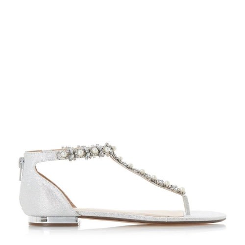 Silver Embellished Toe Post Flat Sandal