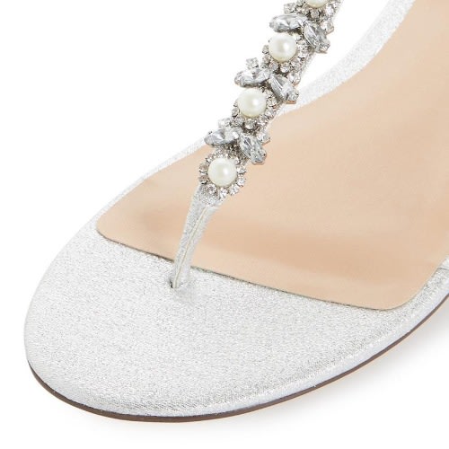 Silver Embellished Toe Post Flat Sandal