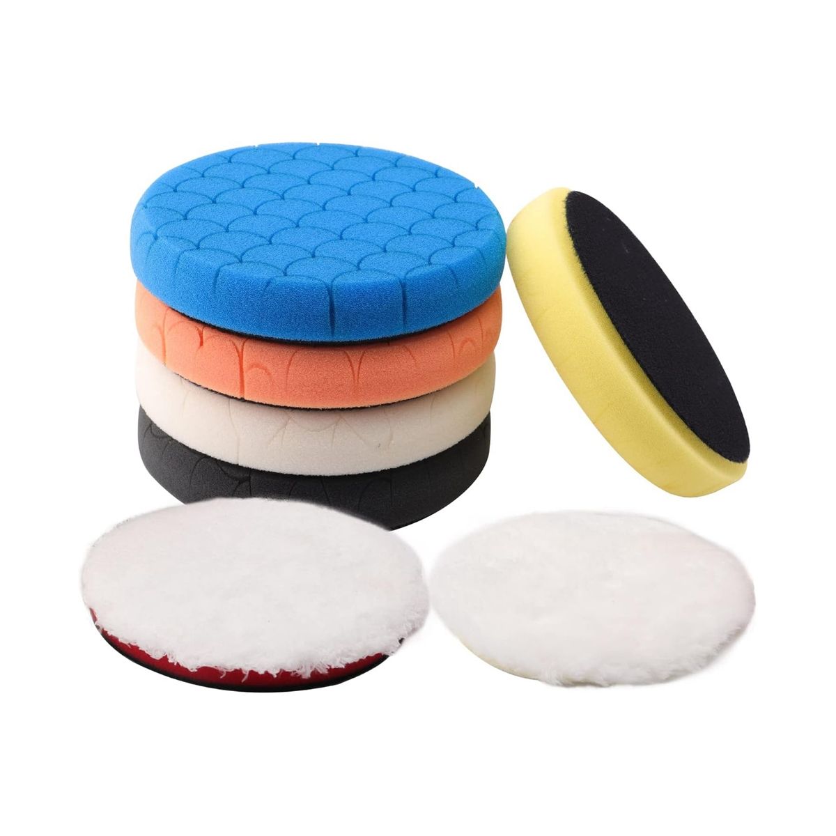 Buffing Polishing Pads, 7Pc 6.5 Inch Face for 6Inch 150mm