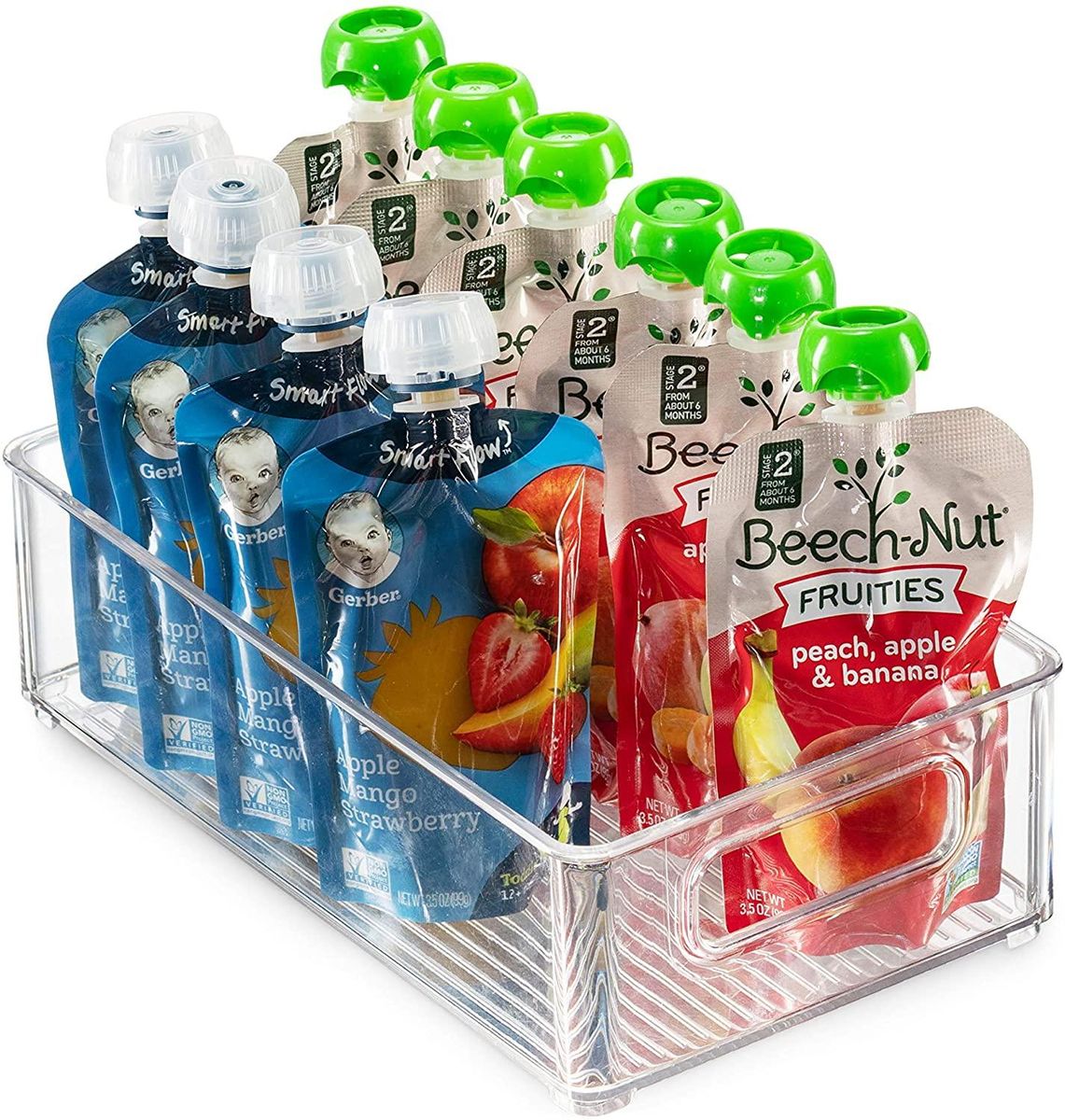 1/4pc Refrigerator Organizer Bins Stackable Fridge Food Storage Box with Handle Clear Plastic Pantry Food Freezer Organizer Tool