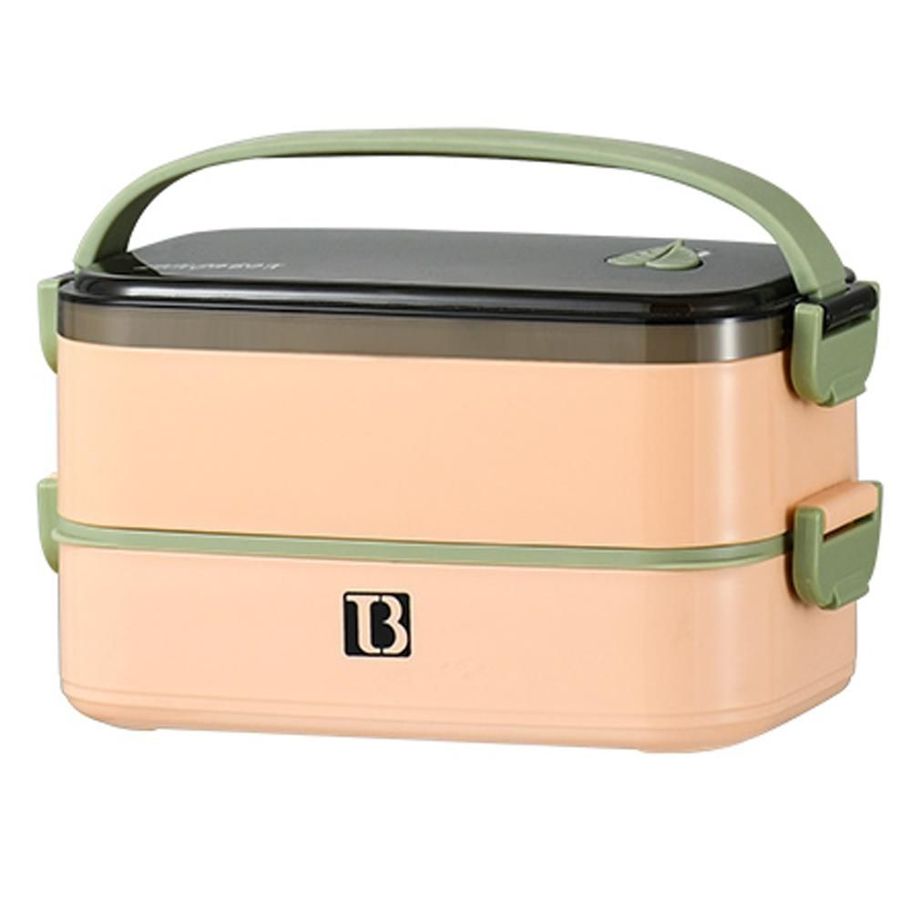 1.4L Detachable Lunch Box 304 Stainless Steel Double Layer 3 Compartments Portable Bento Box No Leakage Large Capacity for Adults Kids Camping Office Pink
