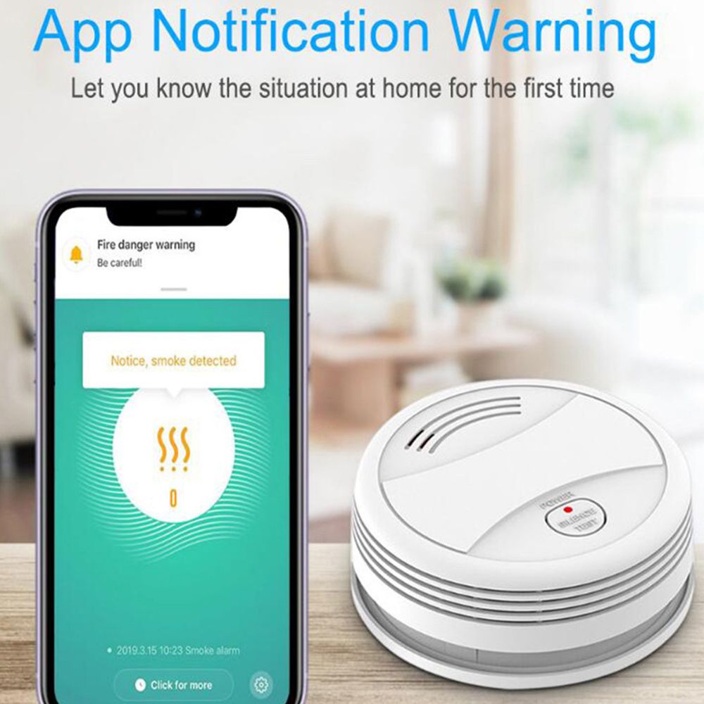 Tuya Intelligent Wifi Strobe Smoke Detector Wireless Fire