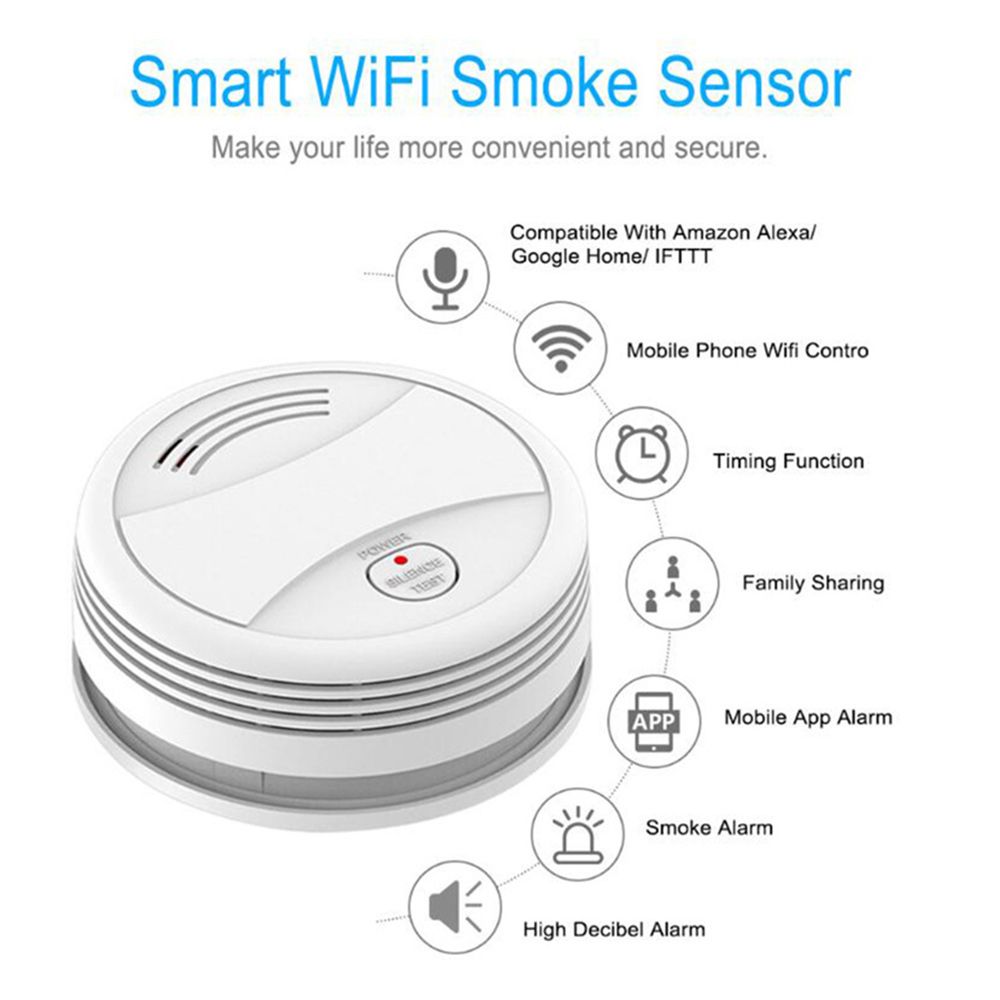 Tuya Intelligent Wifi Strobe Smoke Detector Wireless Fire