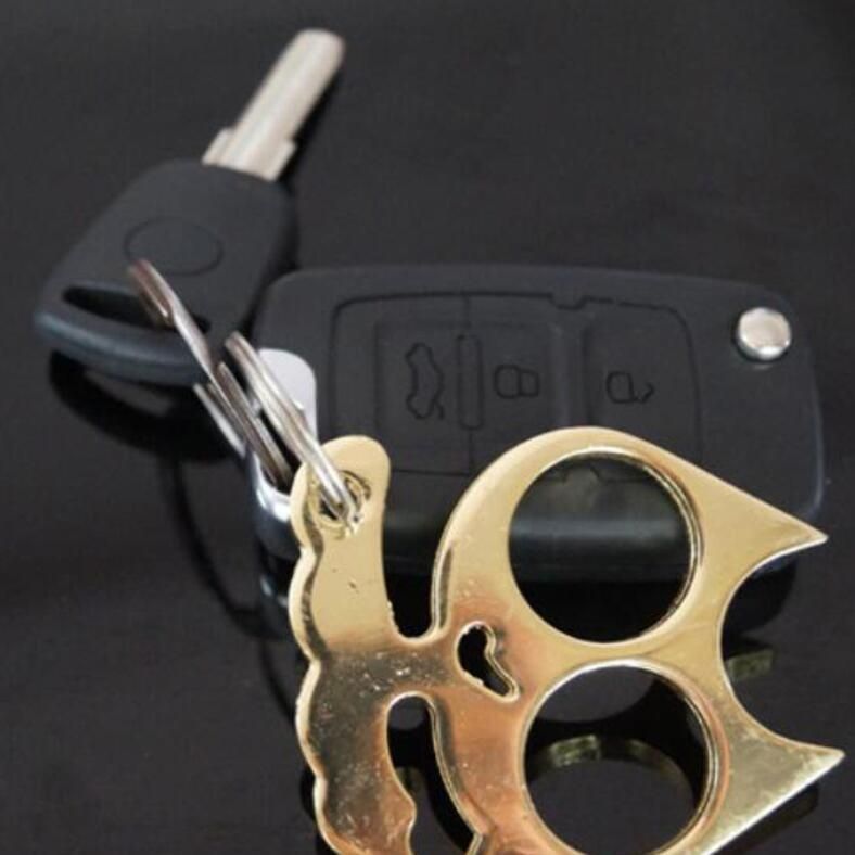 5 PCS Kitty Outdoor Metal Self-defense Keychain, Size:0.45 * 5.3 * 6.1 Cm(Black)
