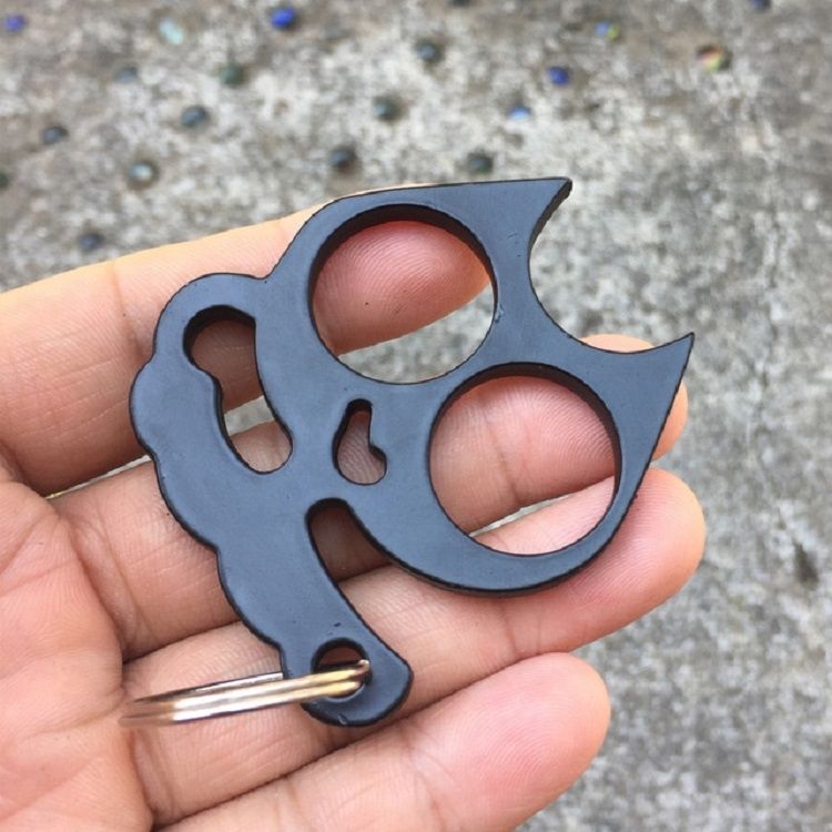 5 PCS Kitty Outdoor Metal Self-defense Keychain, Size:0.45 * 5.3 * 6.1 Cm(Black)