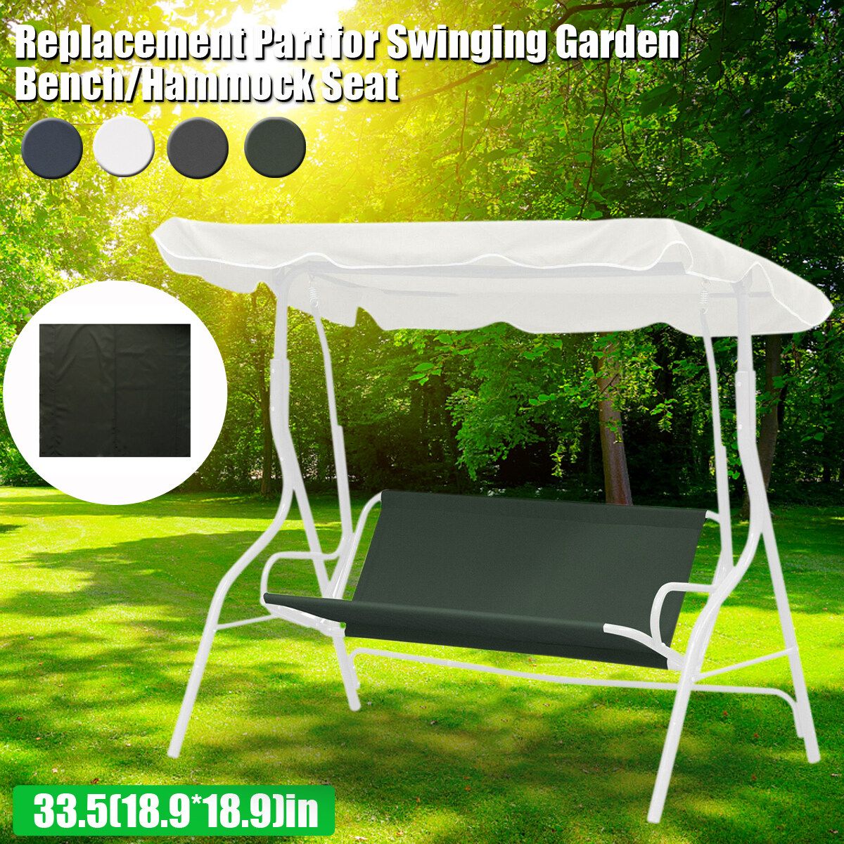Garden Swing Chair Seat Replacement Canopy Spare Cover 85x48x48cm Waterproof Polyester Cushion Patio Outdoor Sunshade Beige