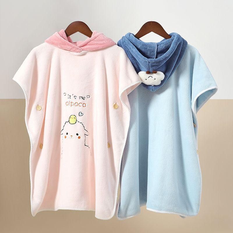 Kids Swimming Bathrobe Bath Towel Cape Hooded Non-Cotton Absorbent Medium and Big Children Bath Wearable Winter One Independent Station