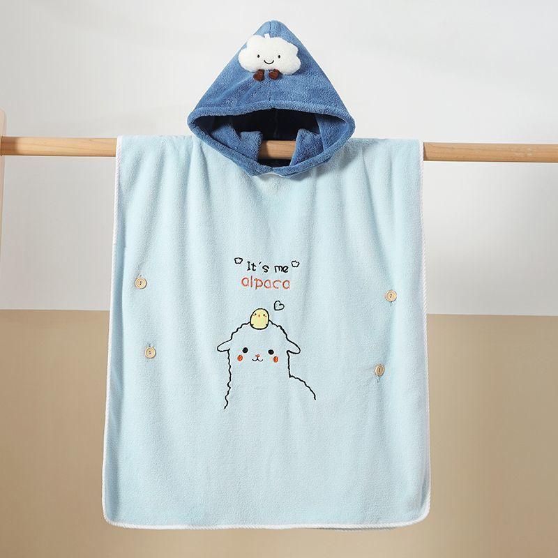 Kids Swimming Bathrobe Bath Towel Cape Hooded Non-Cotton Absorbent Medium and Big Children Bath Wearable Winter One Independent Station