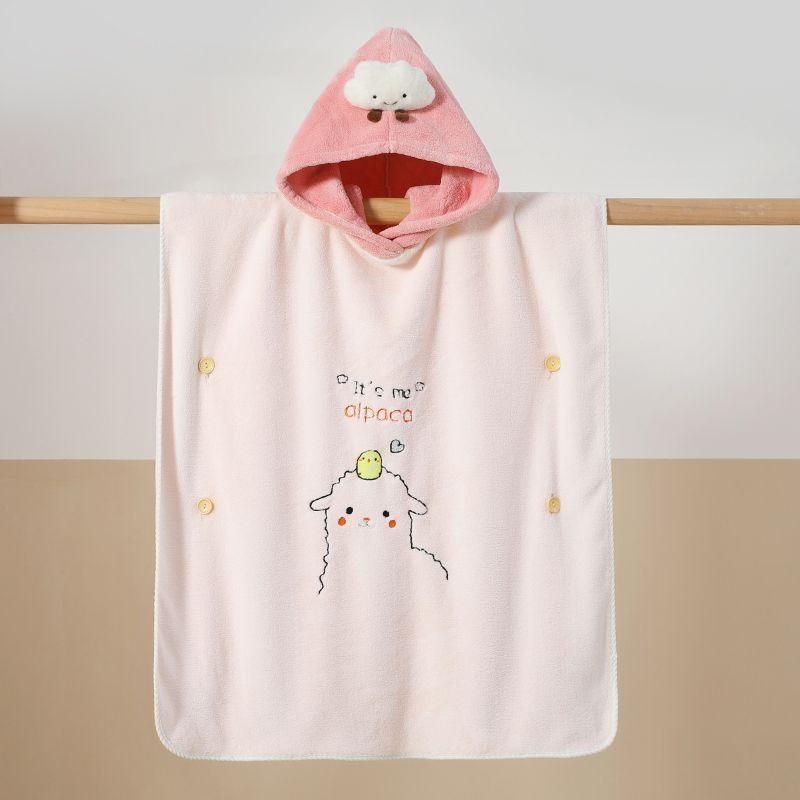Kids Swimming Bathrobe Bath Towel Cape Hooded Non-Cotton Absorbent Medium and Big Children Bath Wearable Winter One Independent Station