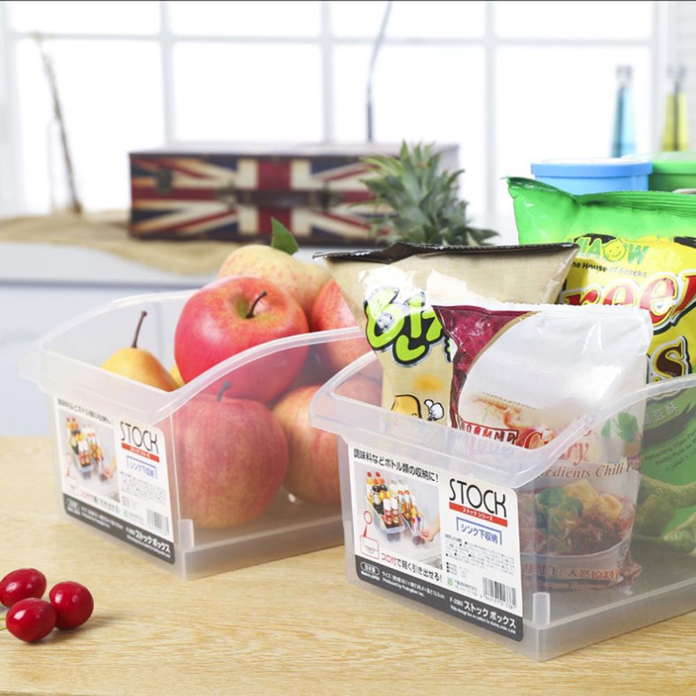 Kitchen Refrigerator Plastic Clear Drawer Basket Food Fruit Holder Organizer-Clear