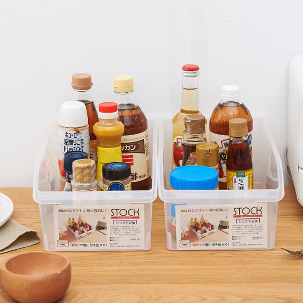 Kitchen Refrigerator Plastic Clear Drawer Basket Food Fruit Holder Organizer-Clear
