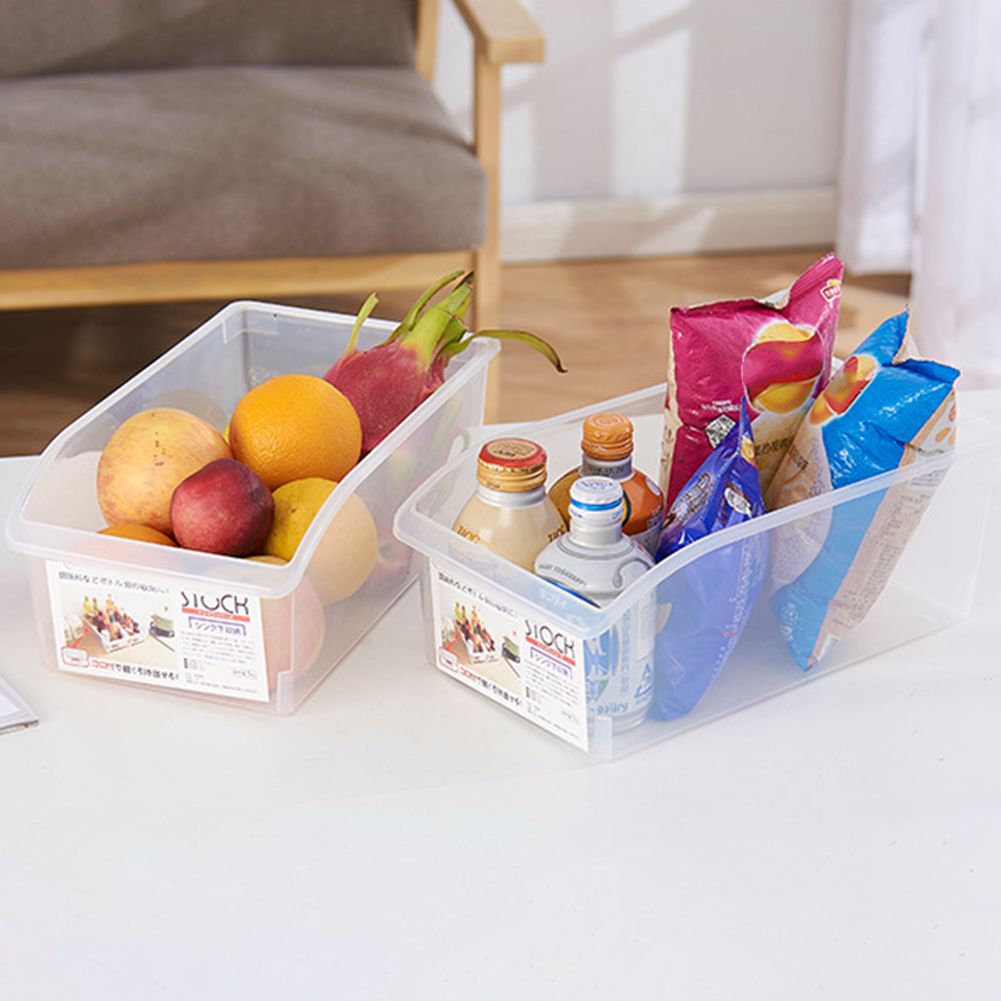 Kitchen Refrigerator Plastic Clear Drawer Basket Food Fruit Holder Organizer-Clear