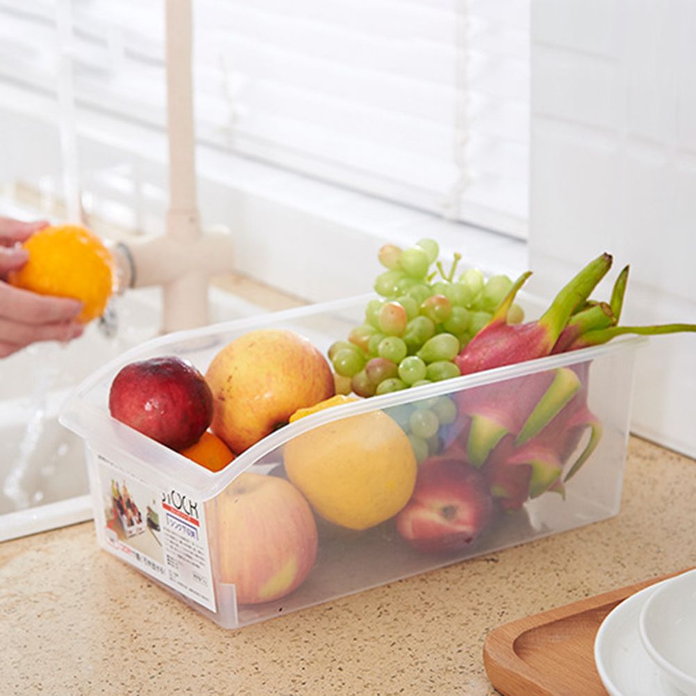 Kitchen Refrigerator Plastic Clear Drawer Basket Food Fruit Holder Organizer-Clear