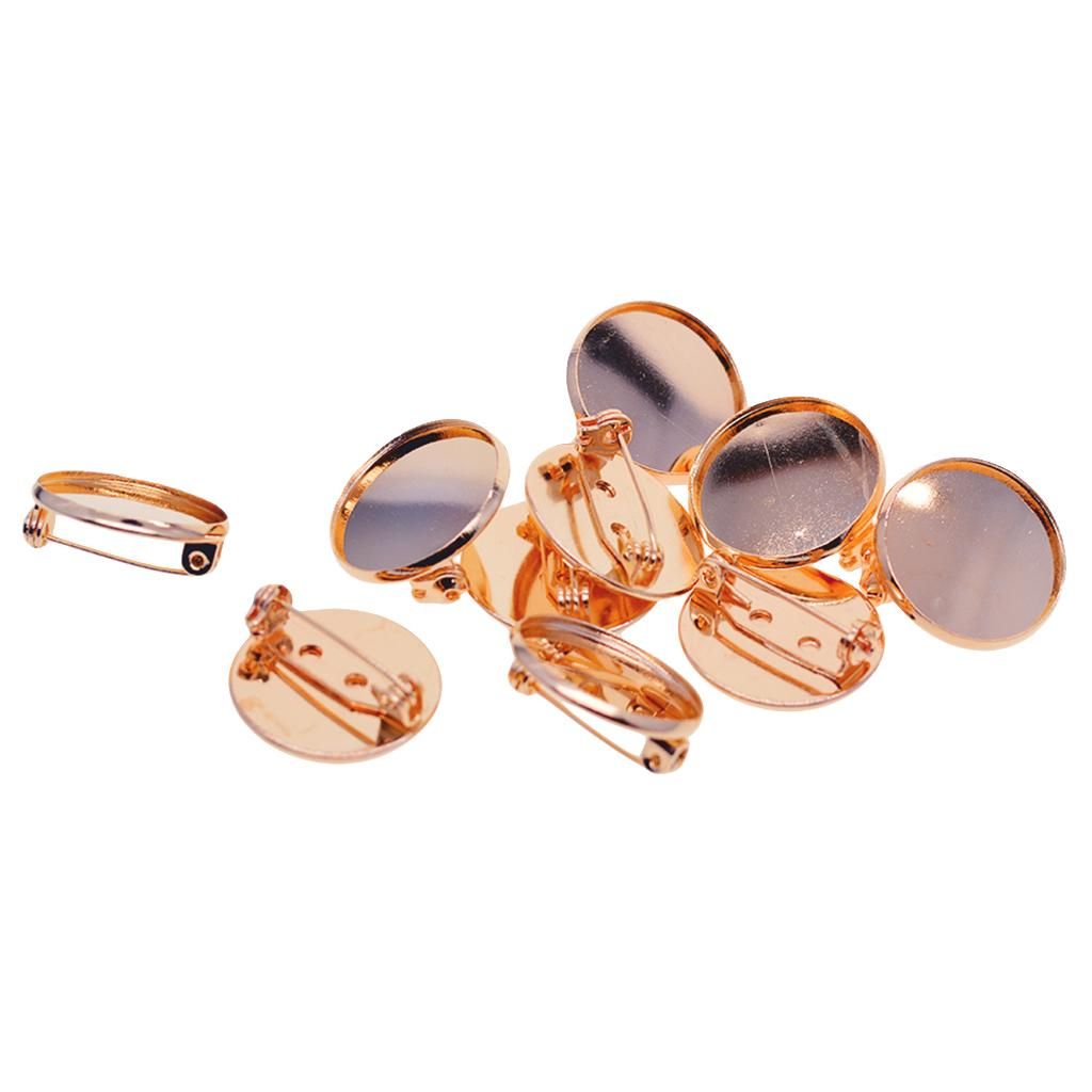10Pcs 20mm Copper Round Brooch Safety Pin Backs Bases