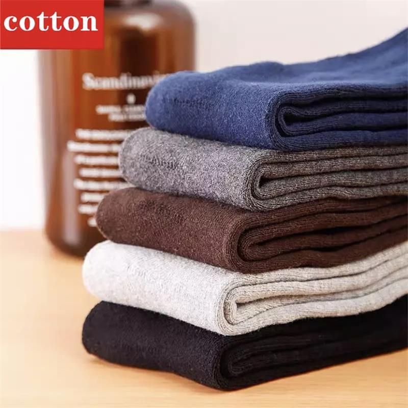10pairs/ Men's Thick Socks 100% Cotton Men's Socks High Quality Thick Warm Business Socks Men's Warm Comfortable Mid-Tube Socks