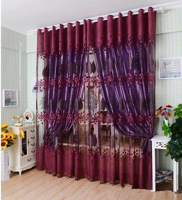 1PC 250*100cm Living Room Curtain Floral Tulle Door Window Curtain Drape Panel Scarf Valances Glass Yarn Curtains (Not Included Shading Lined)