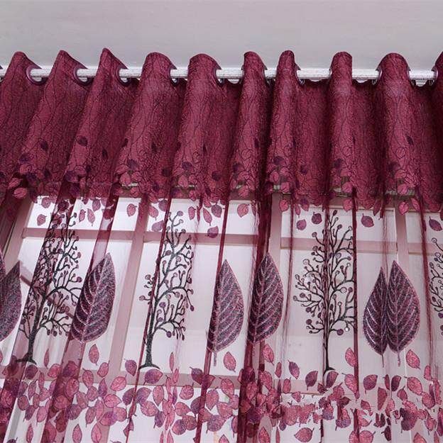 1PC 250*100cm Living Room Curtain Floral Tulle Door Window Curtain Drape Panel Scarf Valances Glass Yarn Curtains (Not Included Shading Lined)