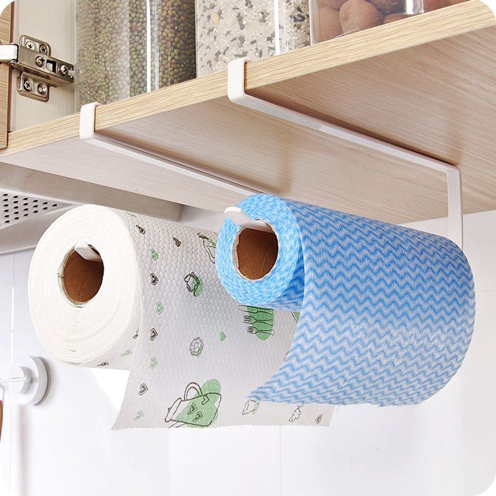 Kitchen Paper Towel Hanger Holder Under Cabinet Roll Rack Space Save Organizer