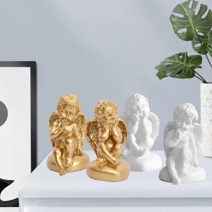 European Resin White Cherub Statue Figurines