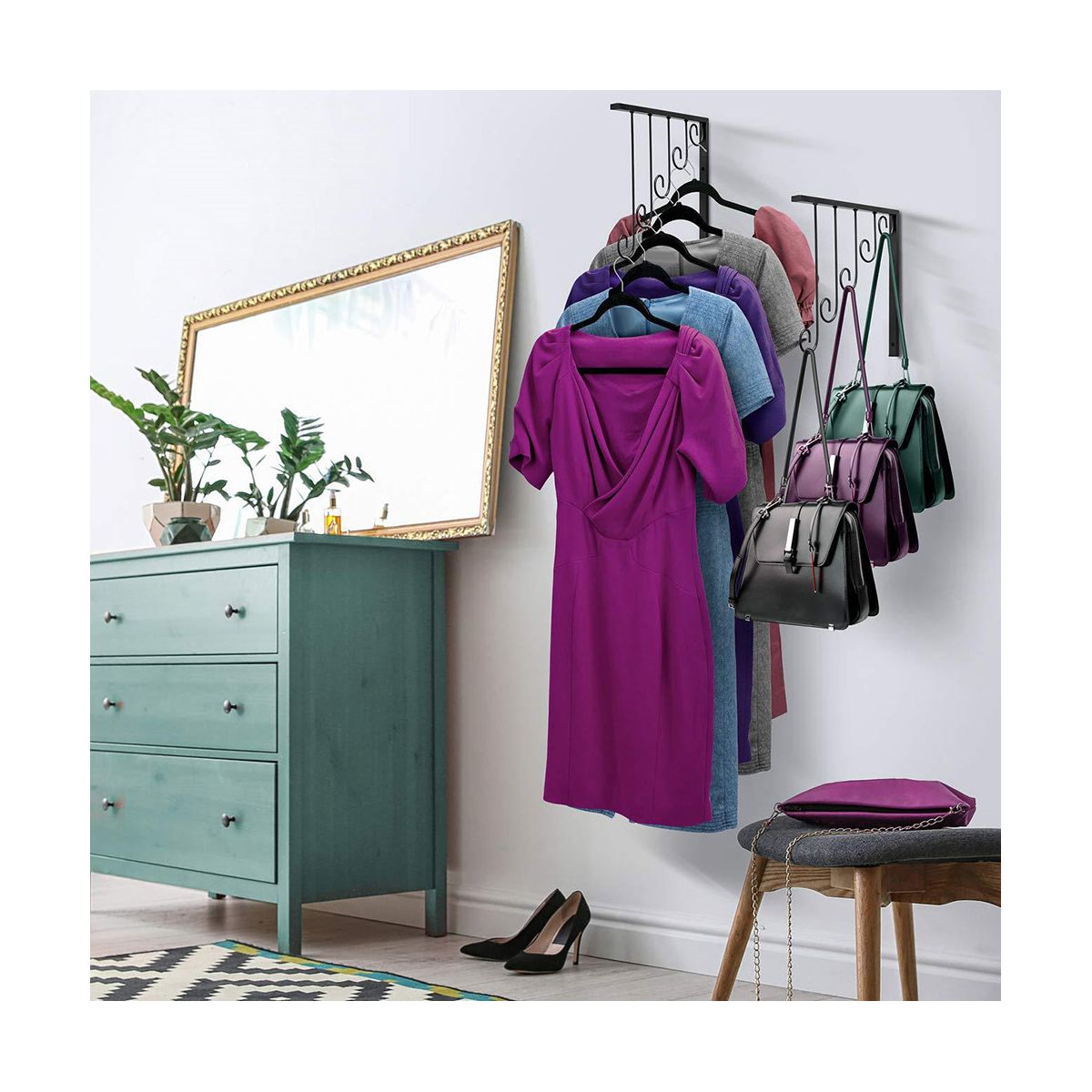 Garment Clothes Hanger Racks Ring Circle Modern Iron Home Shop Dress Hanging Display Rack Organizer 2Pcs
