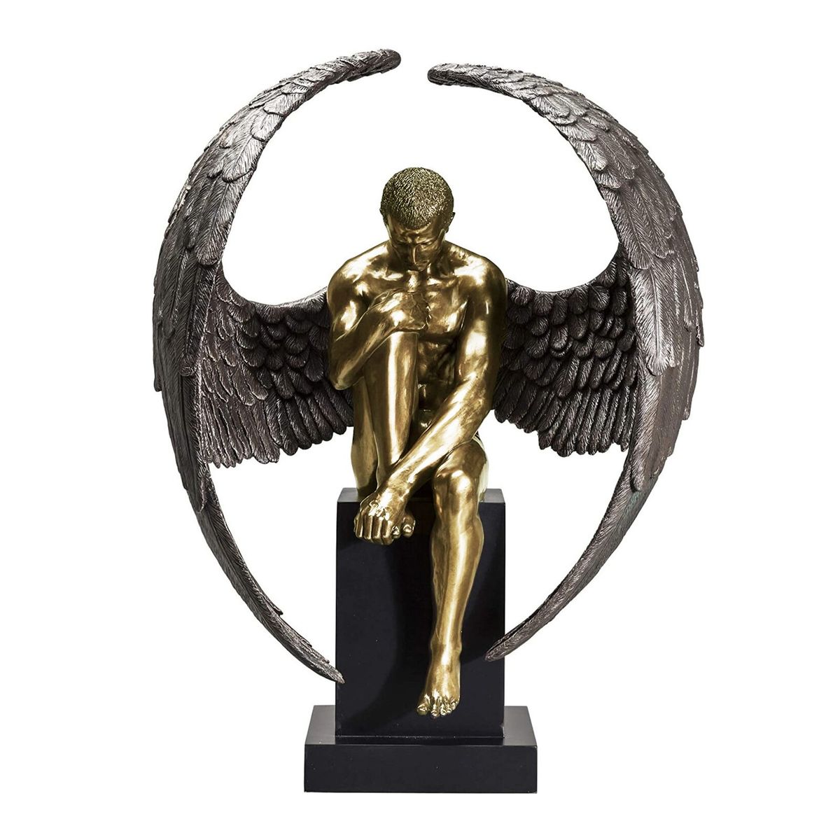 Bronzed Finish Winged Male An Sculpture Statue Aesthetic