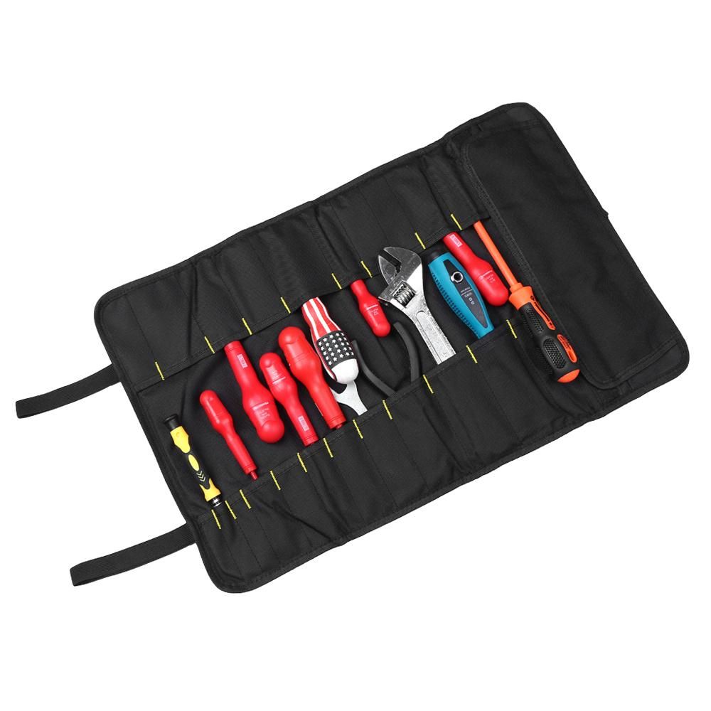 PENGGONG Tool Bag Organizer Oxford Canvas Chisel Roll Rolling Pounch Wearable & Waterproof Repairing Carrying Handle Bag with Belt for Carpenter Hammer Electrician Repair Tools