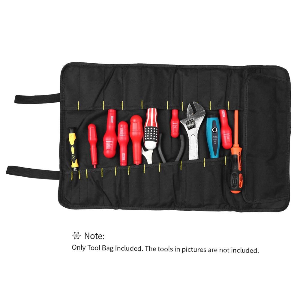 PENGGONG Tool Bag Organizer Oxford Canvas Chisel Roll Rolling Pounch Wearable & Waterproof Repairing Carrying Handle Bag with Belt for Carpenter Hammer Electrician Repair Tools