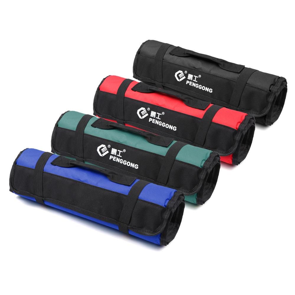 PENGGONG Tool Bag Organizer Oxford Canvas Chisel Roll Rolling Pounch Wearable & Waterproof Repairing Carrying Handle Bag with Belt for Carpenter Hammer Electrician Repair Tools
