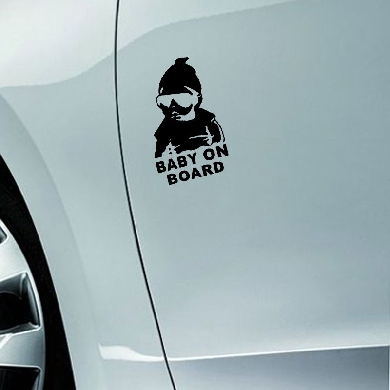 20pcs 14*9CM BABY ON BOARD Cool Rear Reflective Sunglasses Child Car Stickers Warning Decals(Black)