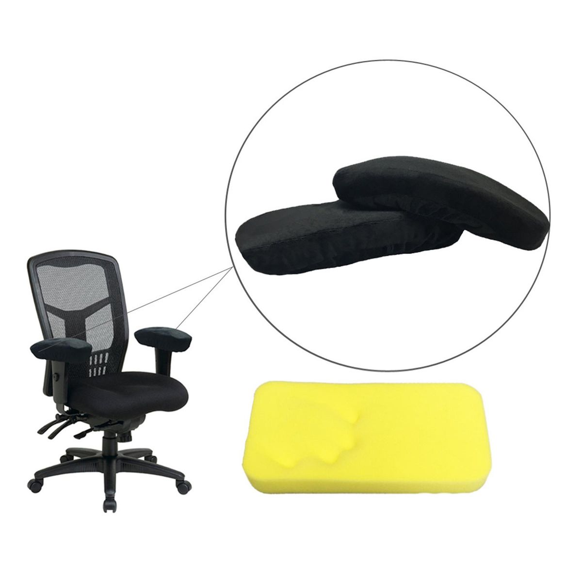 Memory Foam Chair Armrest Pads Comfy Elbow Pillow Extra Thick 2 Black