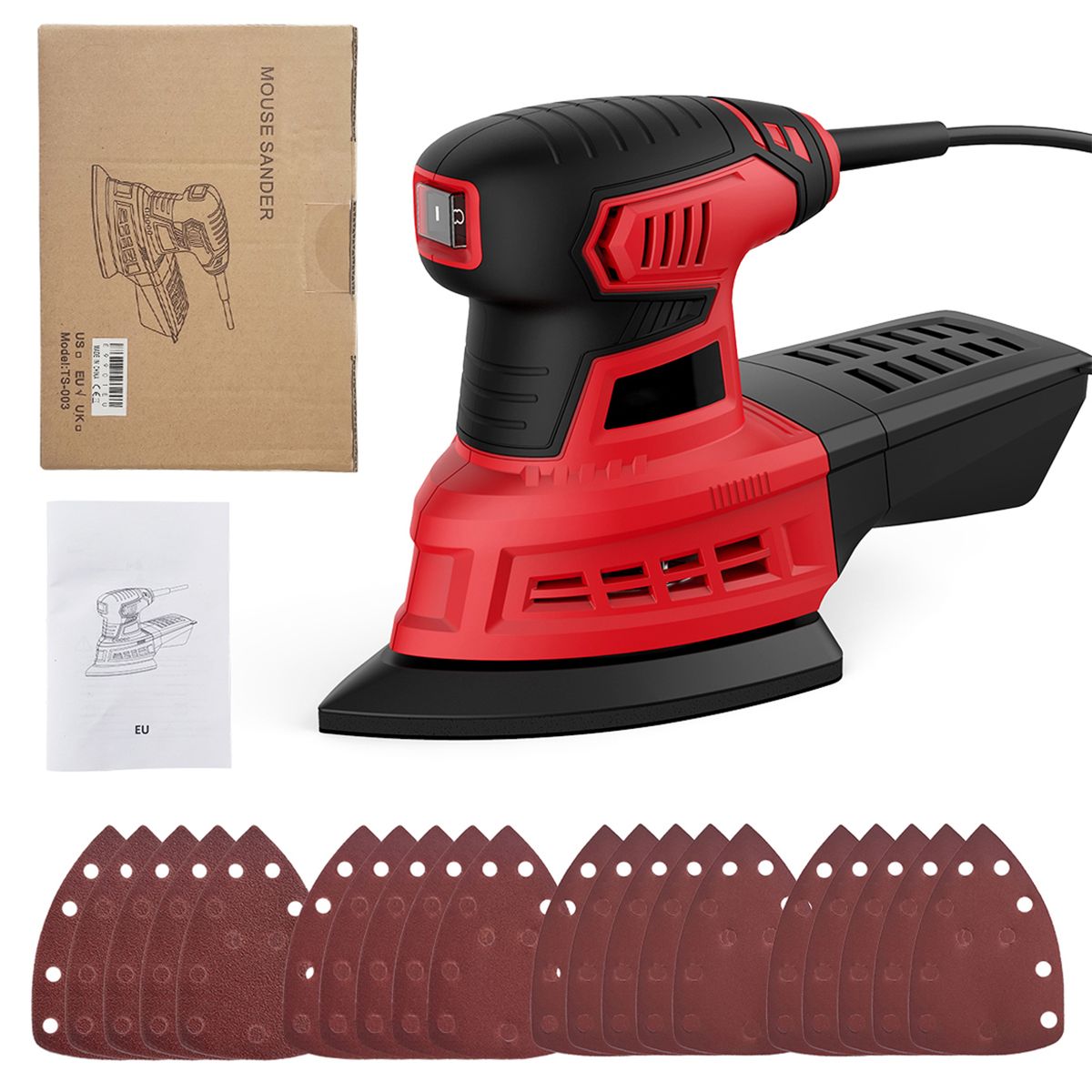 200W Detail Sander 1.6A Random Orbit Sander With 20Pcs