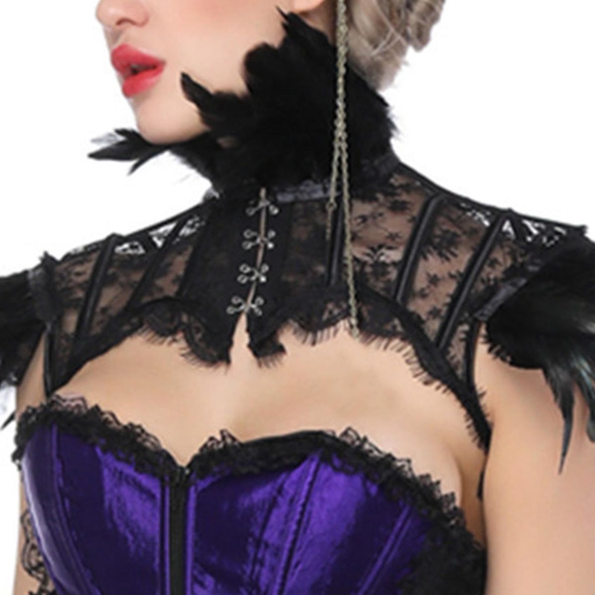 Faux Feather Shawl  Gothic Feather  Raven L