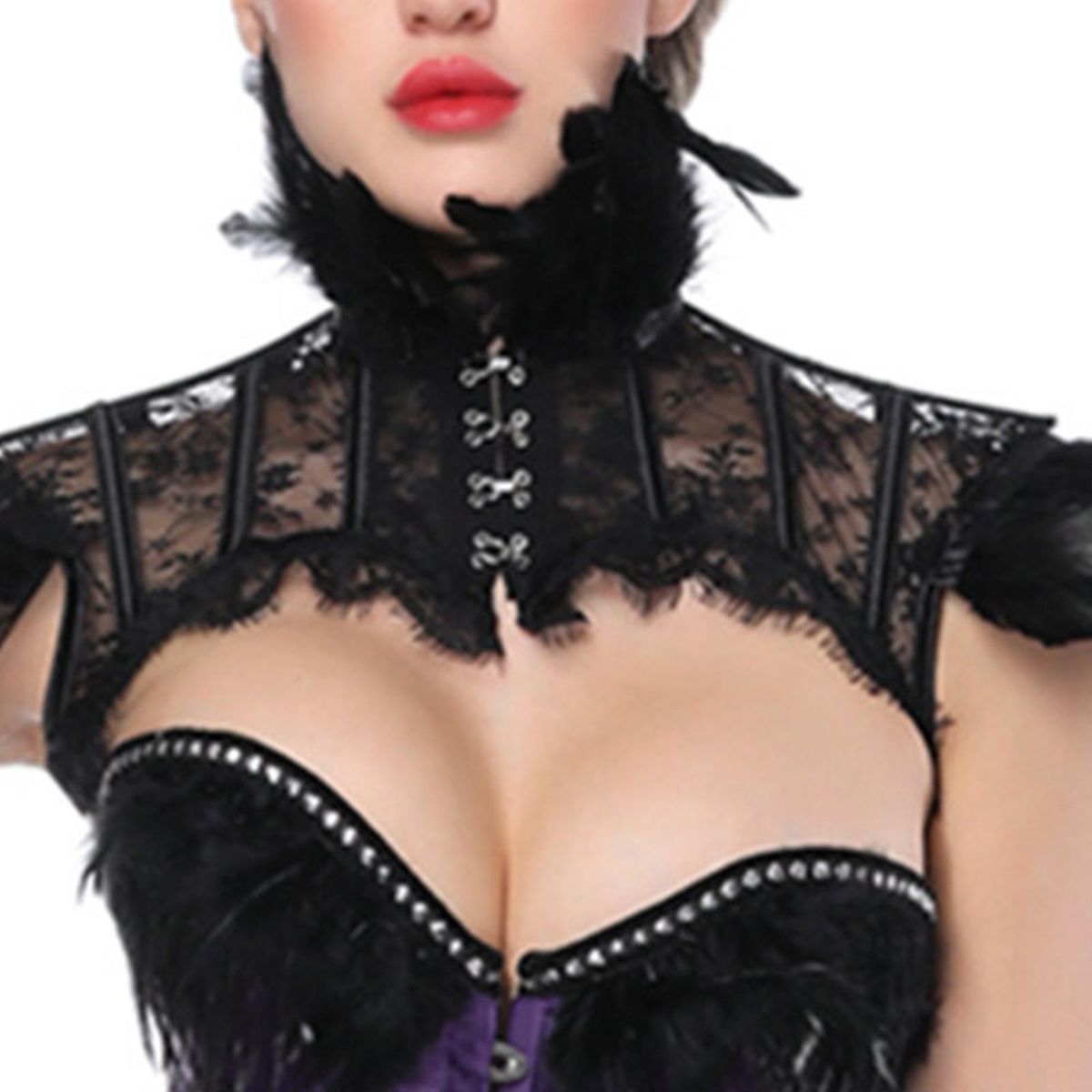 Faux Feather Shawl  Gothic Feather  Raven L