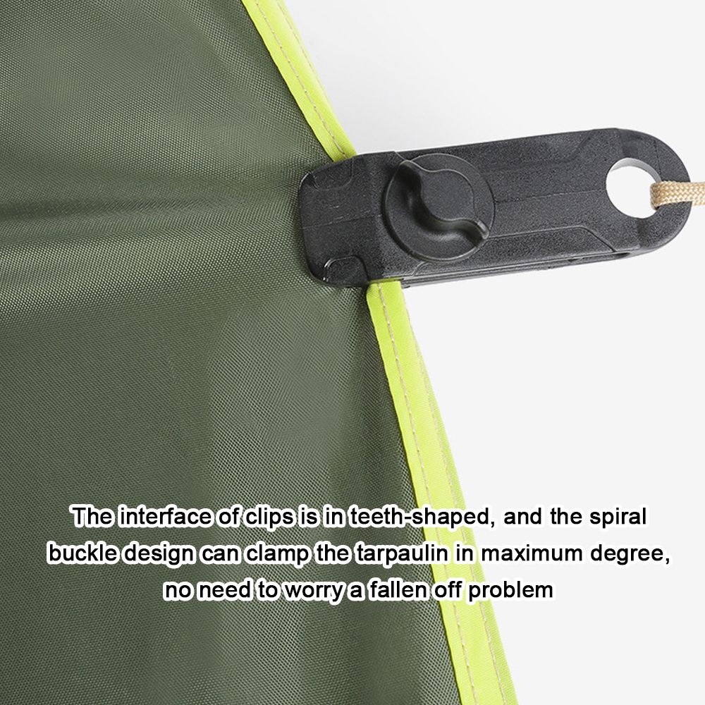 10PCS Tarpaulin Clip Tent Canopy Buckle Outdoor Wind Rope