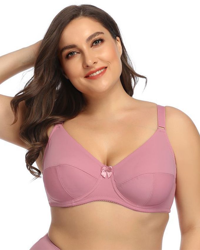 Pink-Plus Size Women's Underwire No Padded Minimizers Everyday Bra Comfortable